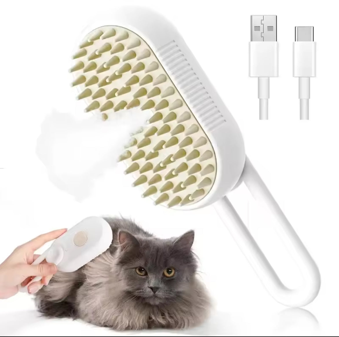 3-in-1 Pet Steam Brush – Groom, Clean & De-Shed with Ease!