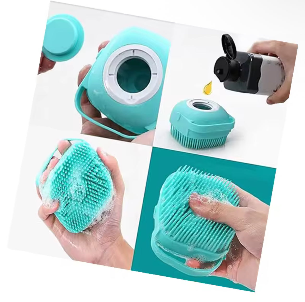 2-in-1 Pet Shampoo Dispenser & Massage Bath Brush