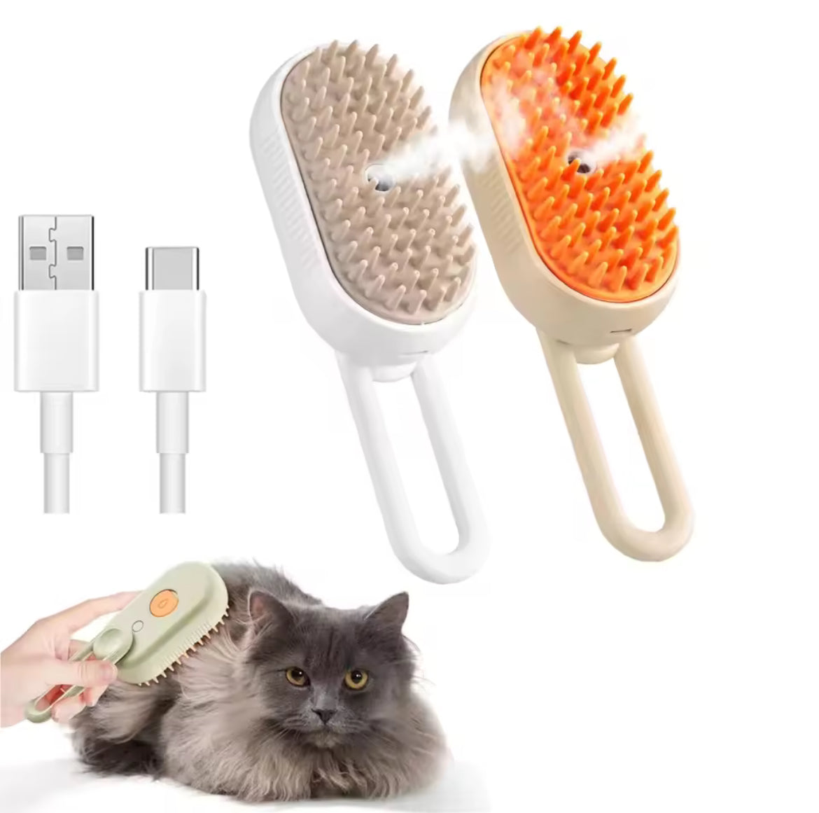3-in-1 Pet Steam Brush – Groom, Clean & De-Shed with Ease!